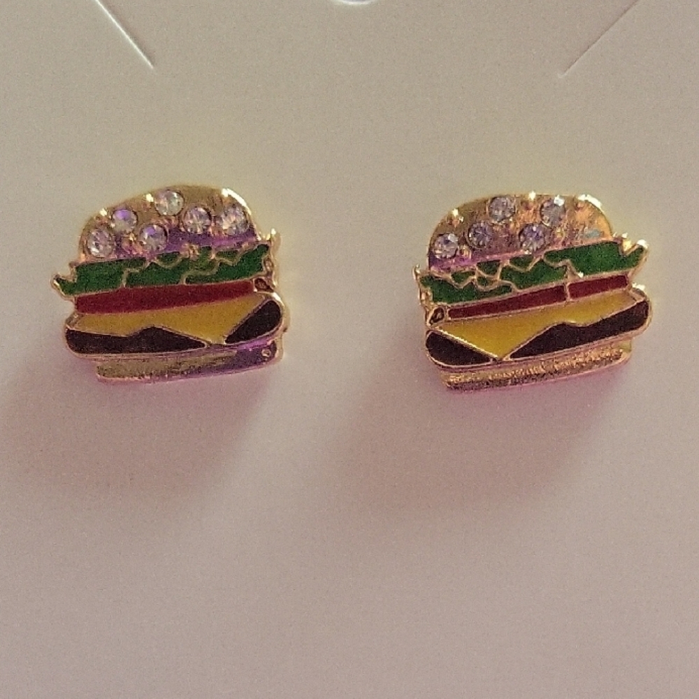 Cheese Burger Stud Earrings